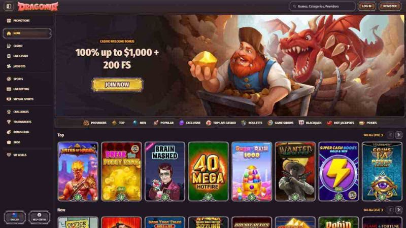Dragonia Casino lobby screenshot NZ