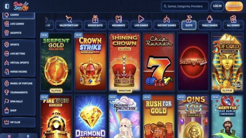 Dudespin Casino interface screenshot NZ